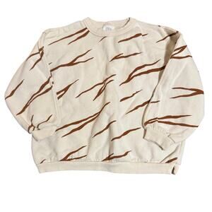 Zara Size 3-4 Years Zebra Kids Medium Weight Neural Tan Beige Brown Sweatshirt‎